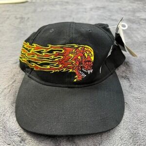 Vintage Metallica Hat Mens One Size Black Embroidered Flame Skull